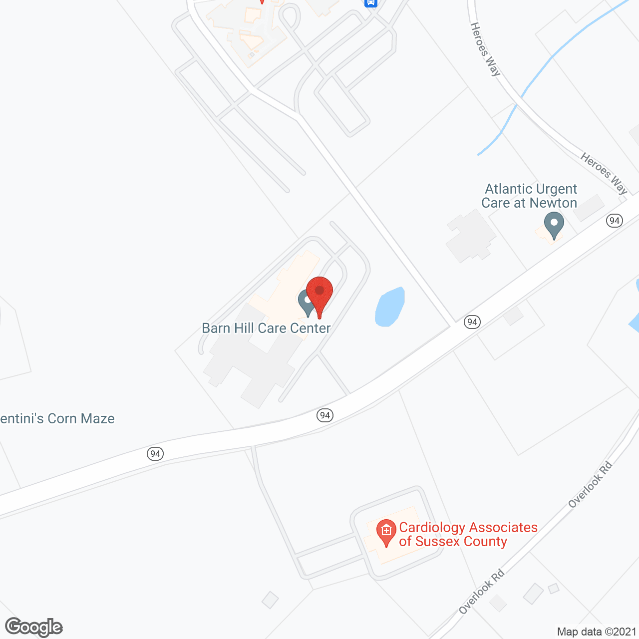 Map of the neighborhood around Barn Hill Care Center