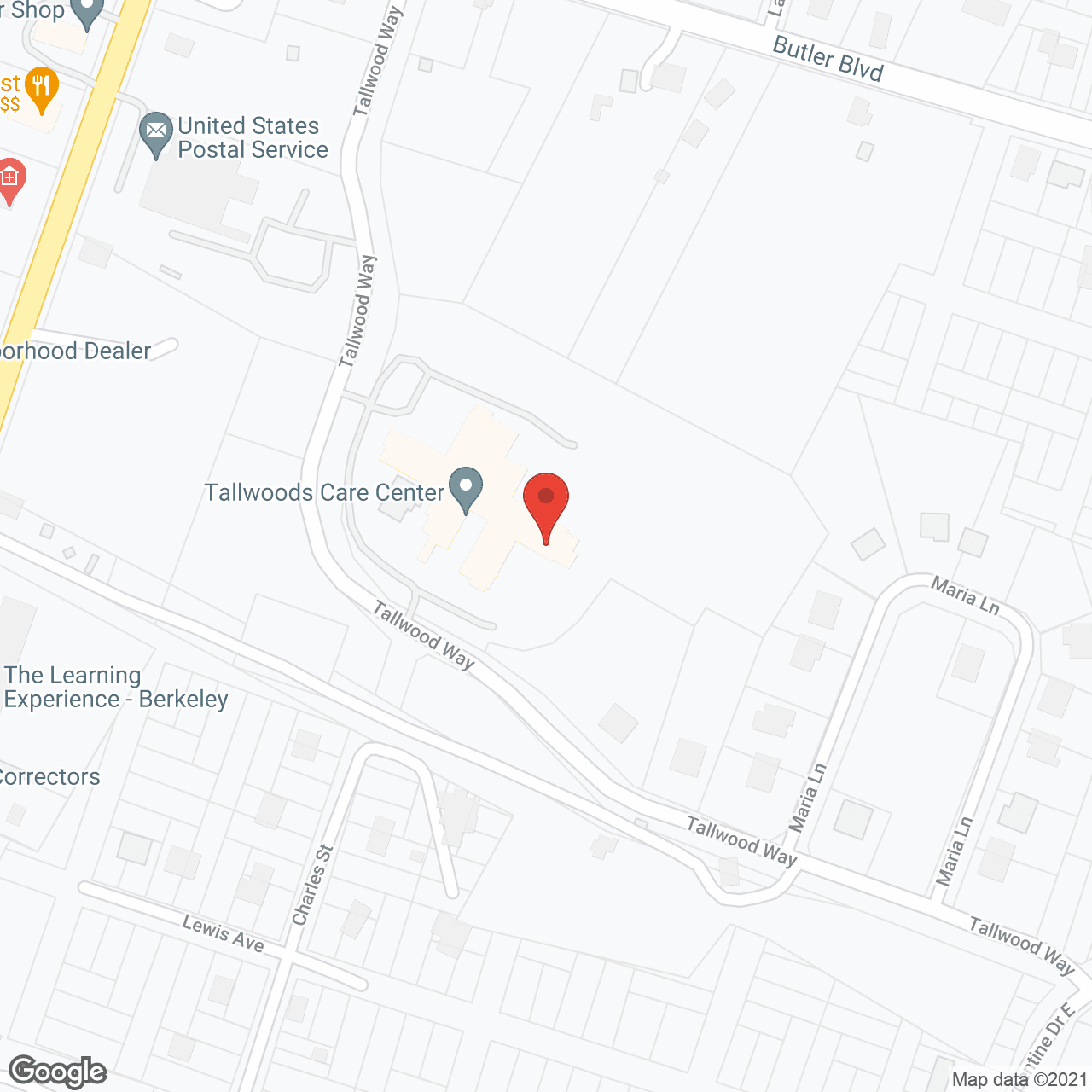 Map of the neighborhood around Tallwoods Care Center