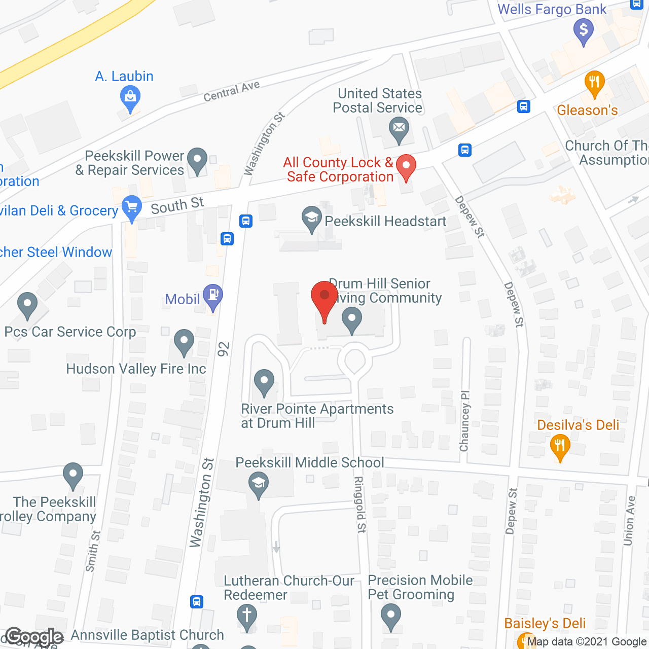 Map of the neighborhood around Drum Hill Senior Living