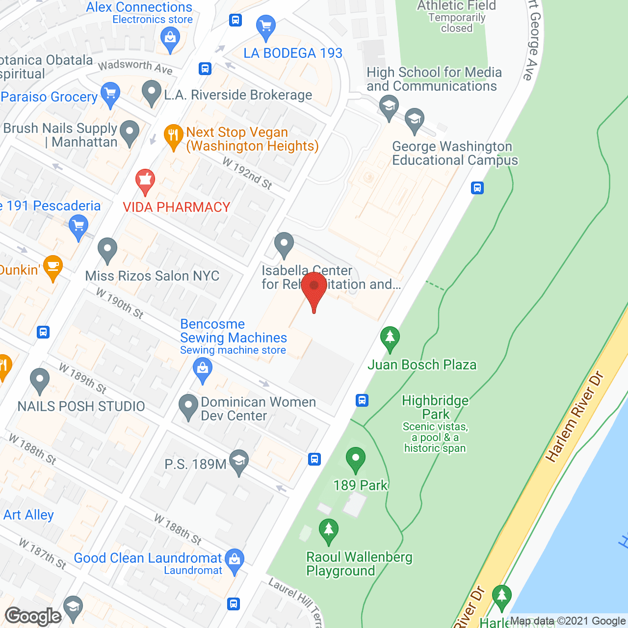 Map of the neighborhood around Isabella Geriatric Center