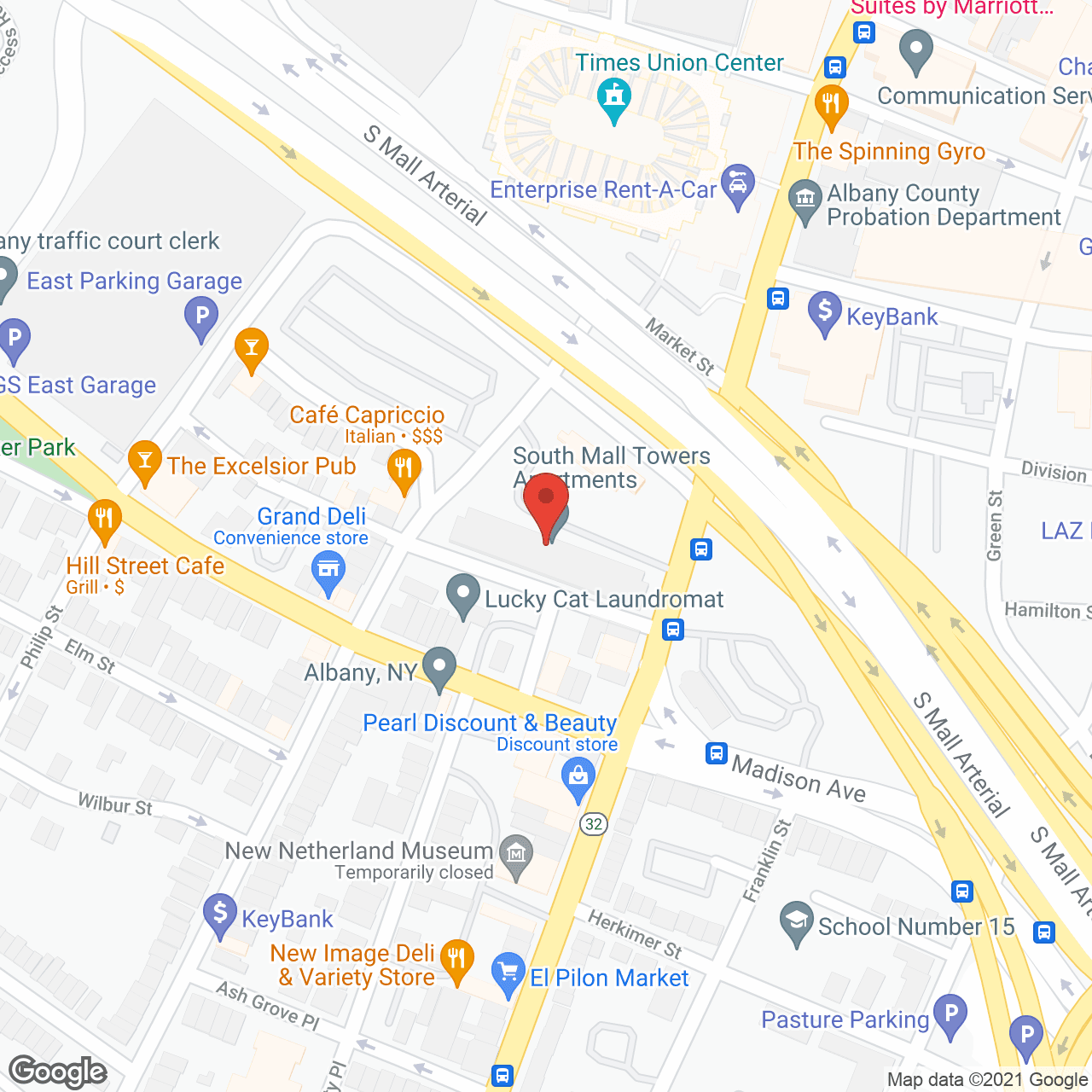 Map of the neighborhood around South Mall Towers Ctr