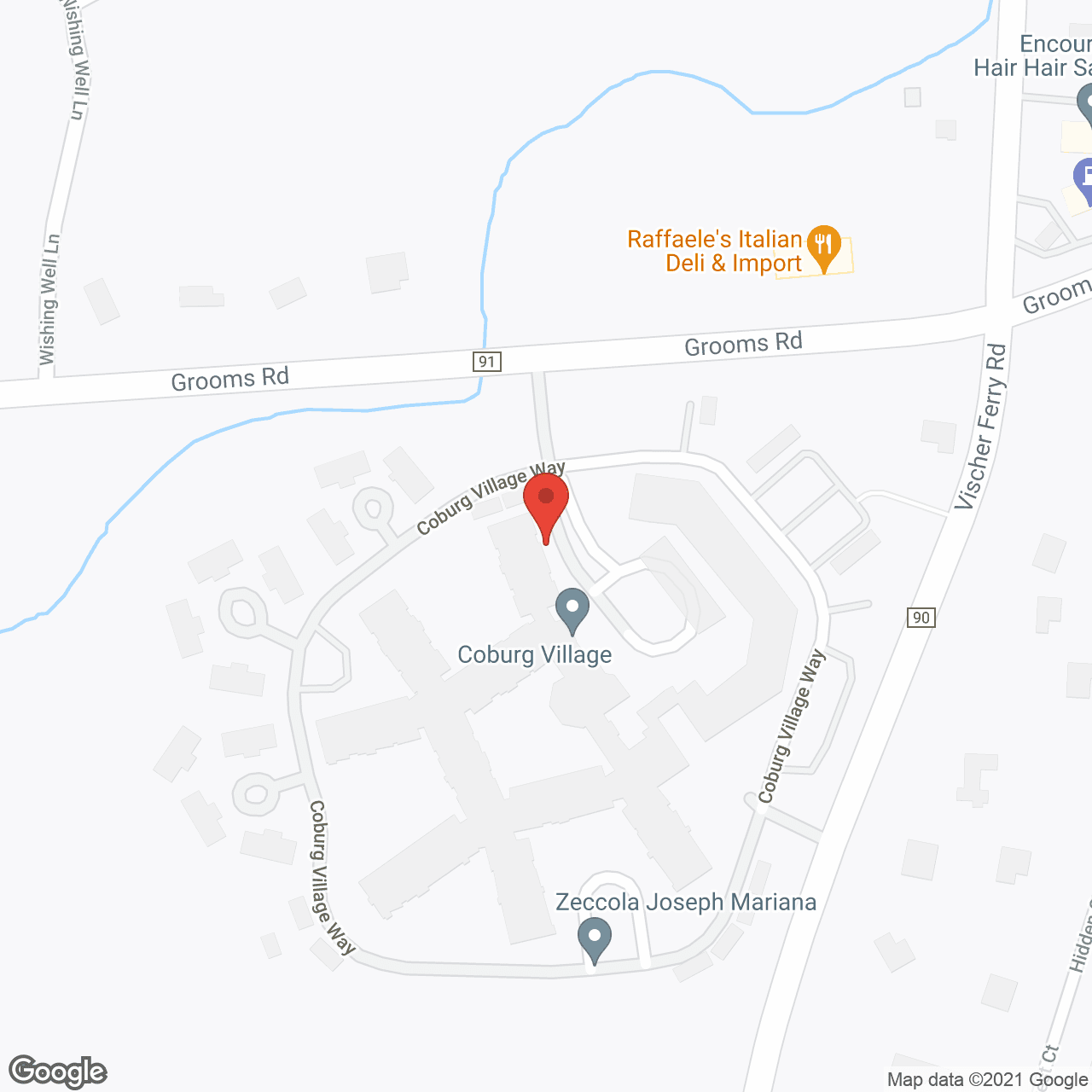 Map of the neighborhood around Coburg Village