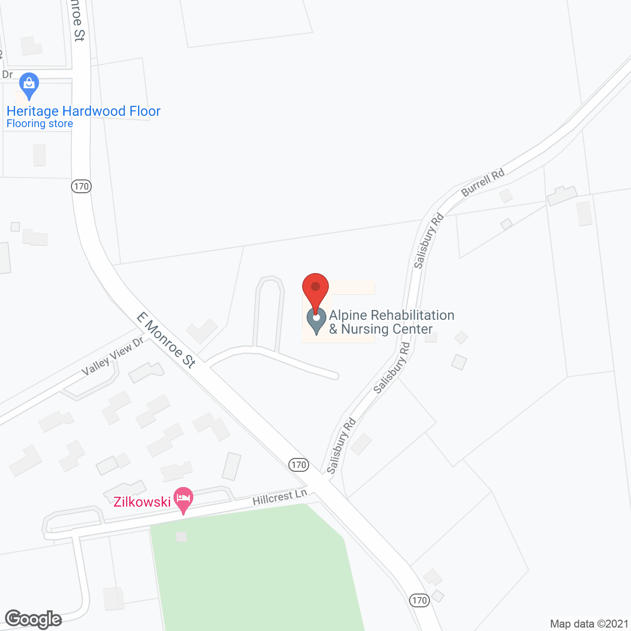 Map of the neighborhood around Van Allen Nursing Home