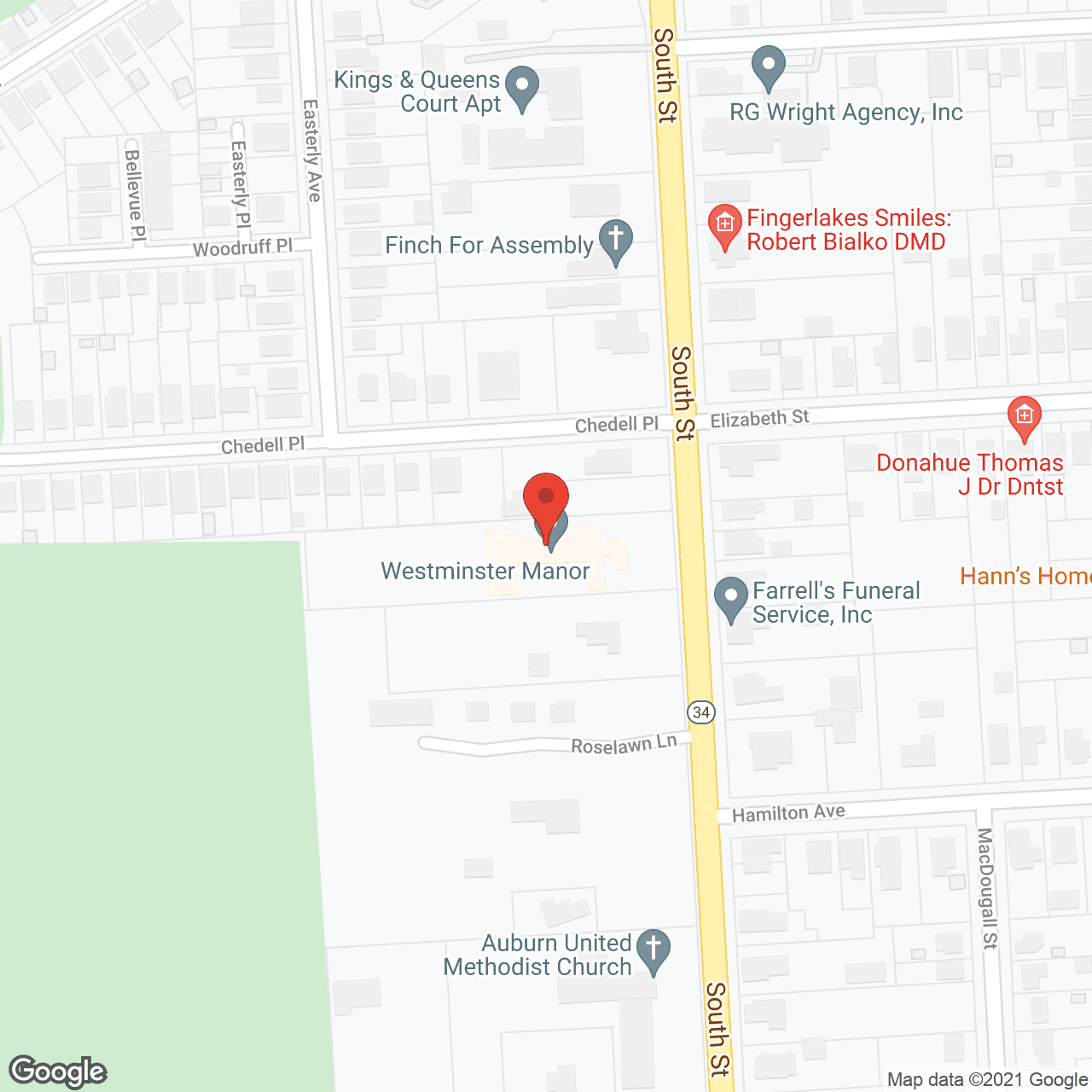 Map of the neighborhood around Westminster Manor