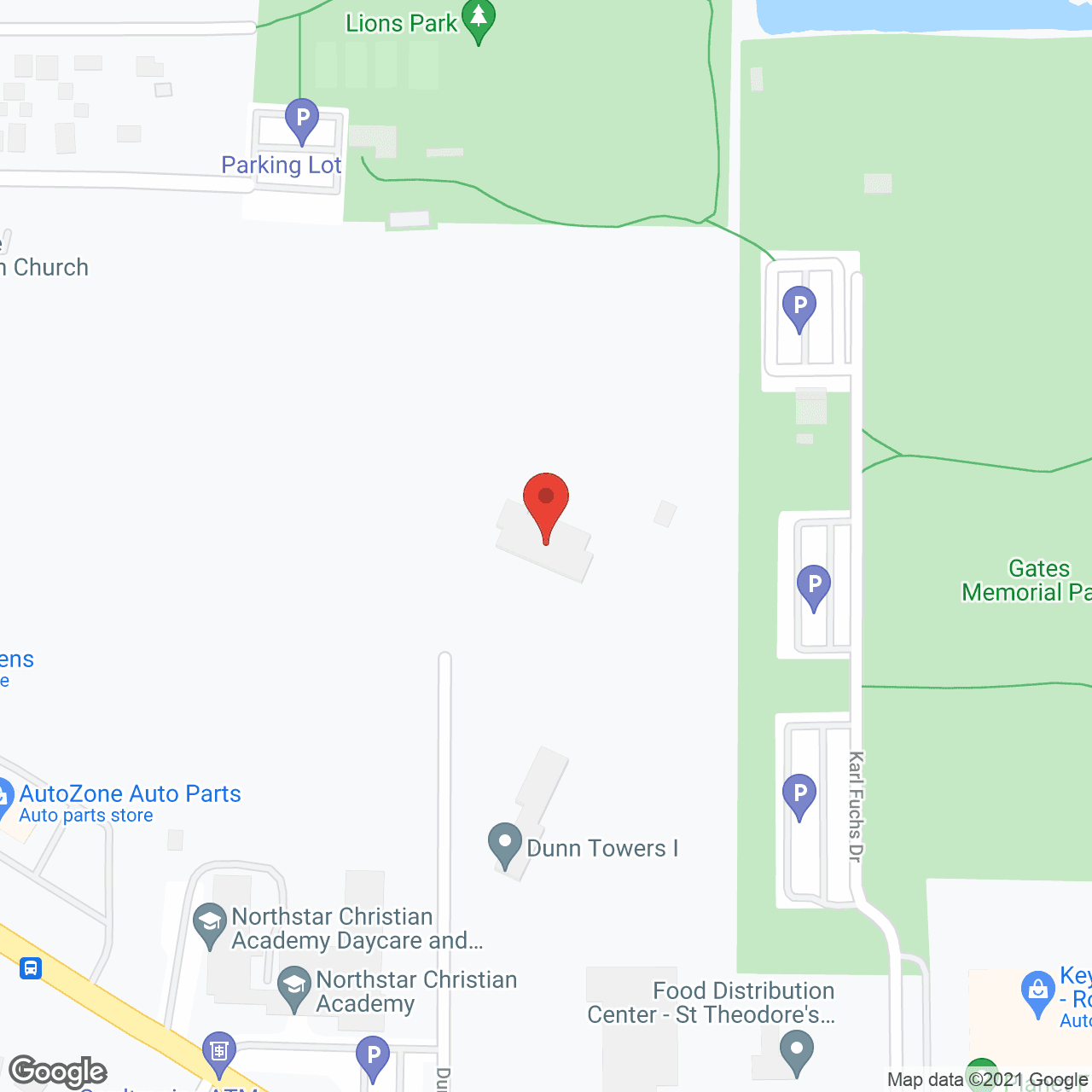 Map of the neighborhood around Dunn Tower II