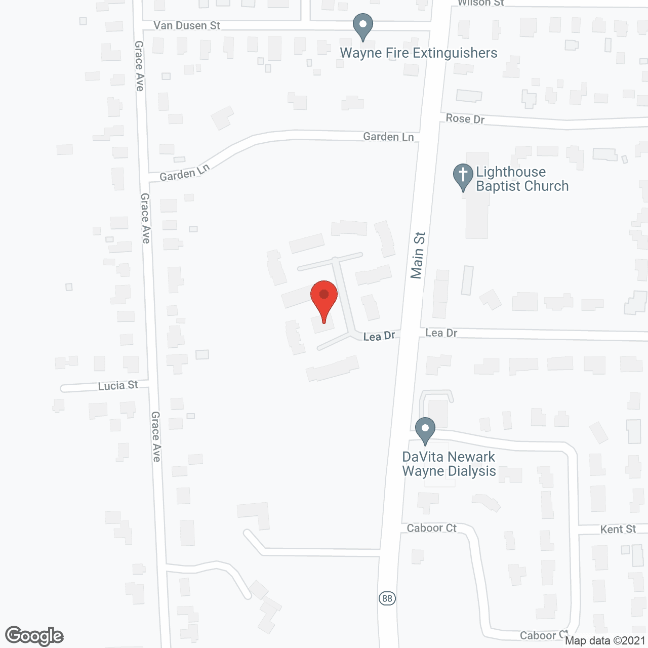 Map of the neighborhood around Rose Garden Complex