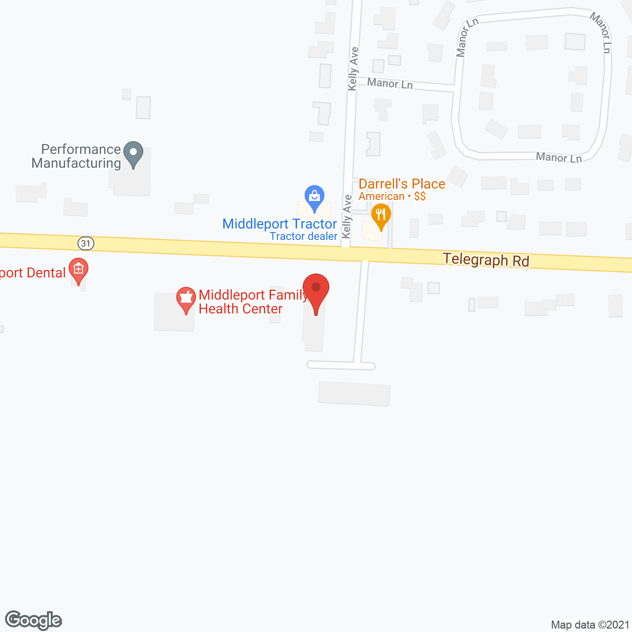 Map of the neighborhood around Middleport Villa