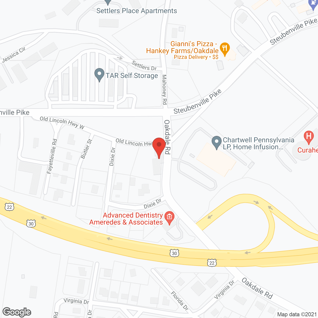 Map of the neighborhood around Woodland Manor
