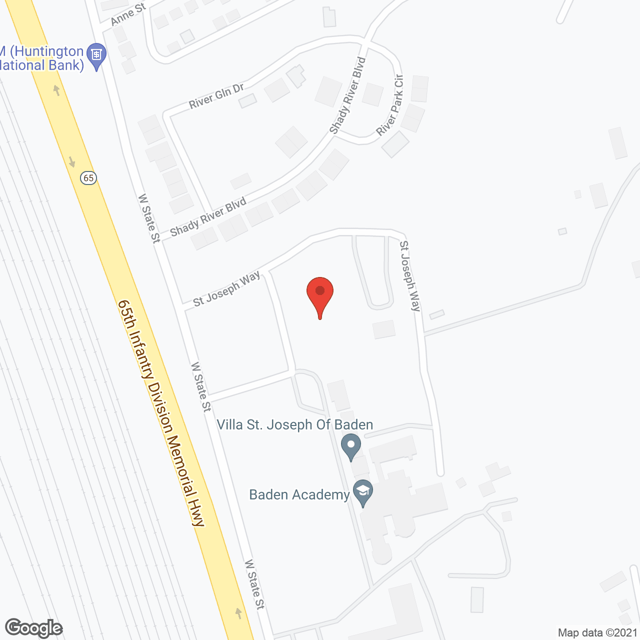 Map of the neighborhood around Villa St Joseph of Baden Inc