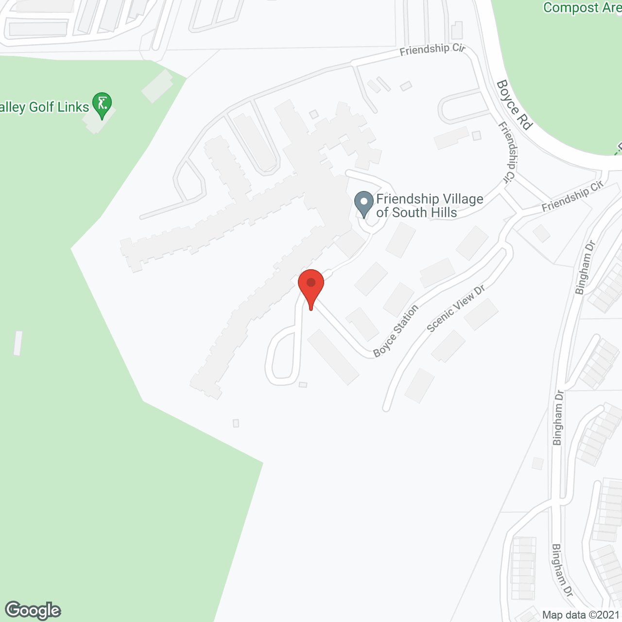 Map of the neighborhood around Friendship Village - South Hills a CCRC