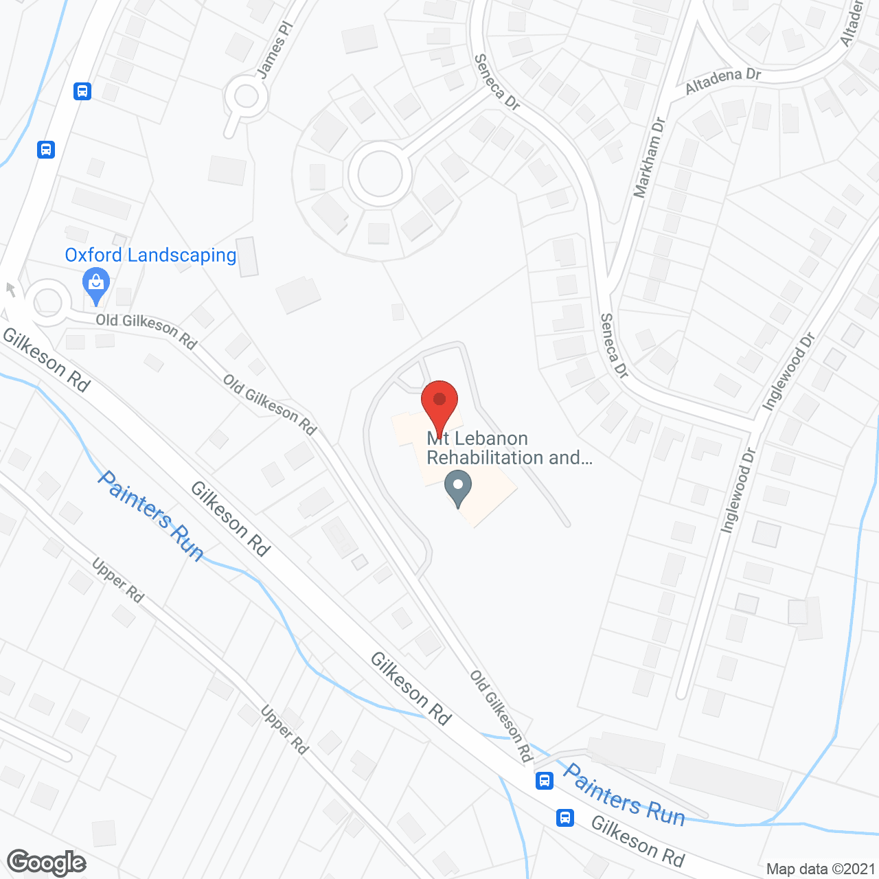 Map of the neighborhood around Mt. Lebanon Rehab and Wellness Center
