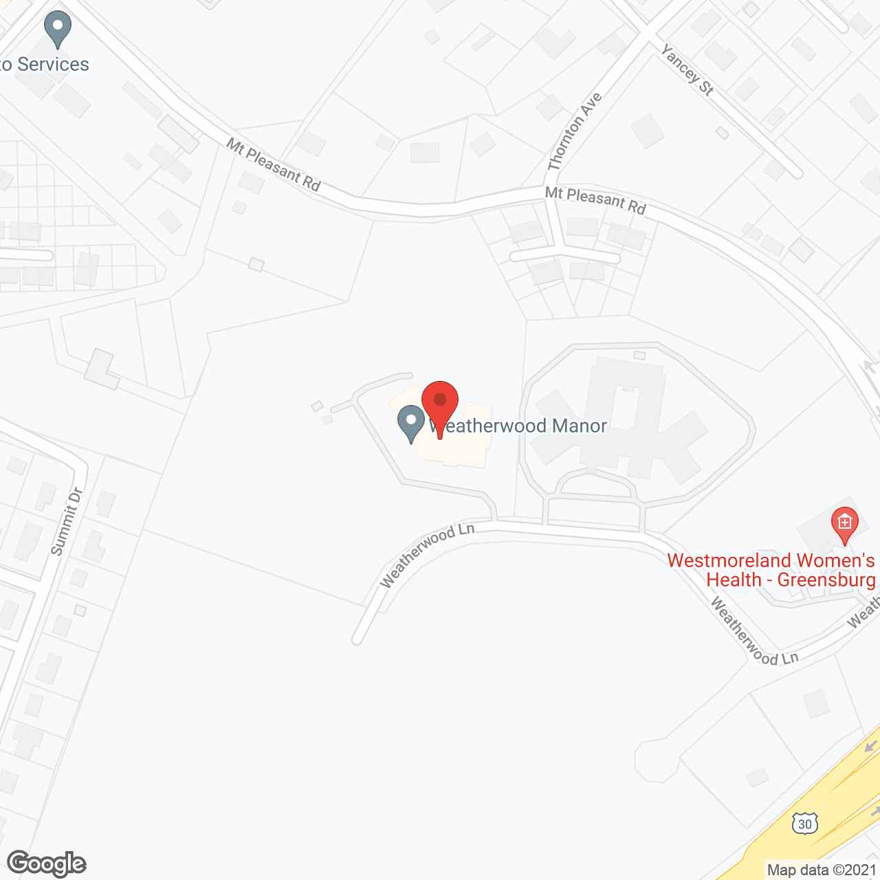 Map of the neighborhood around Weatherwood Manor