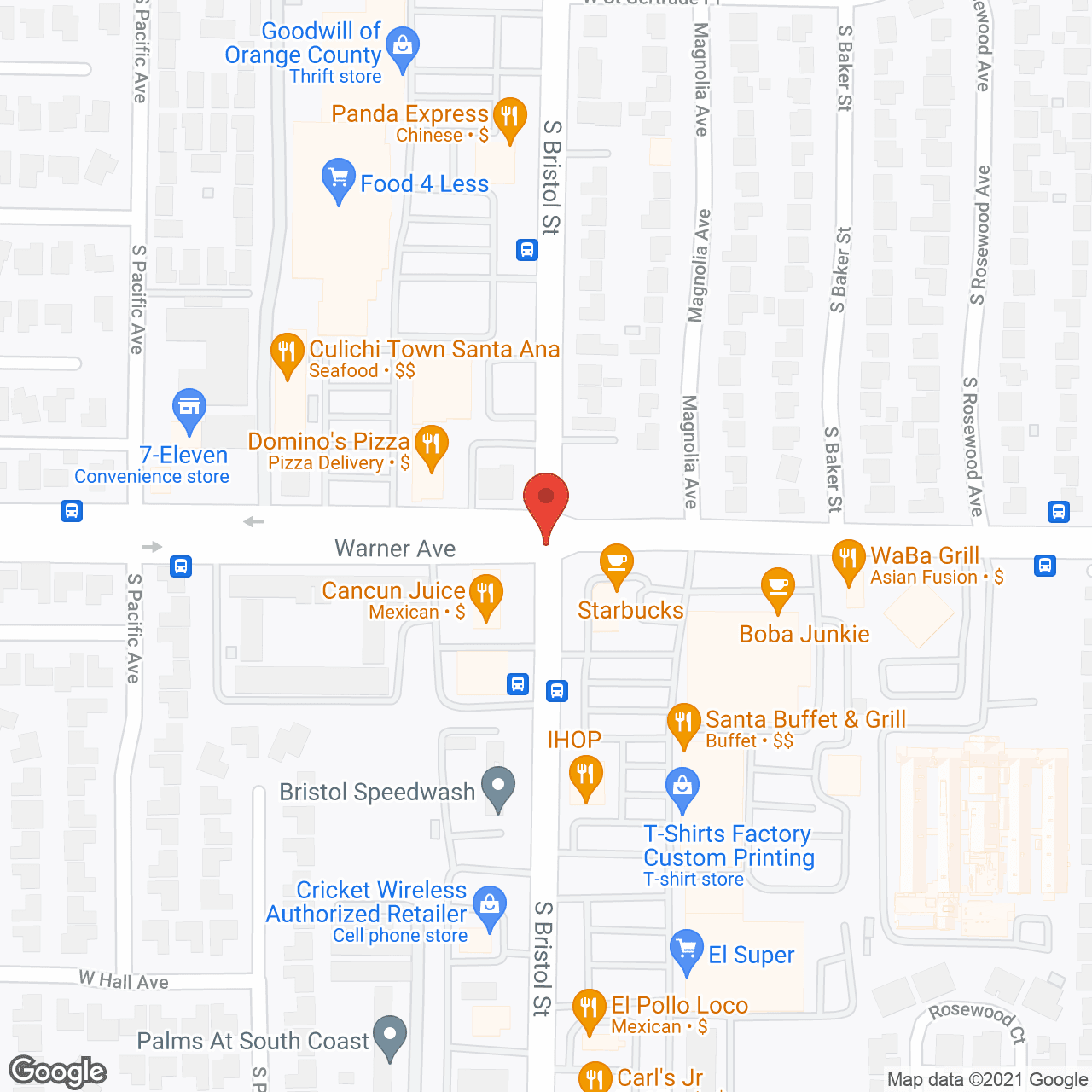 Map of the neighborhood around Palm Island