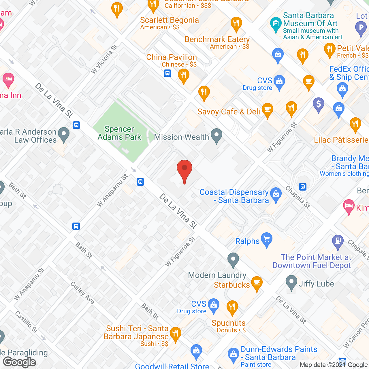 Map of the neighborhood around Garden Court On De La Vina (HUD)