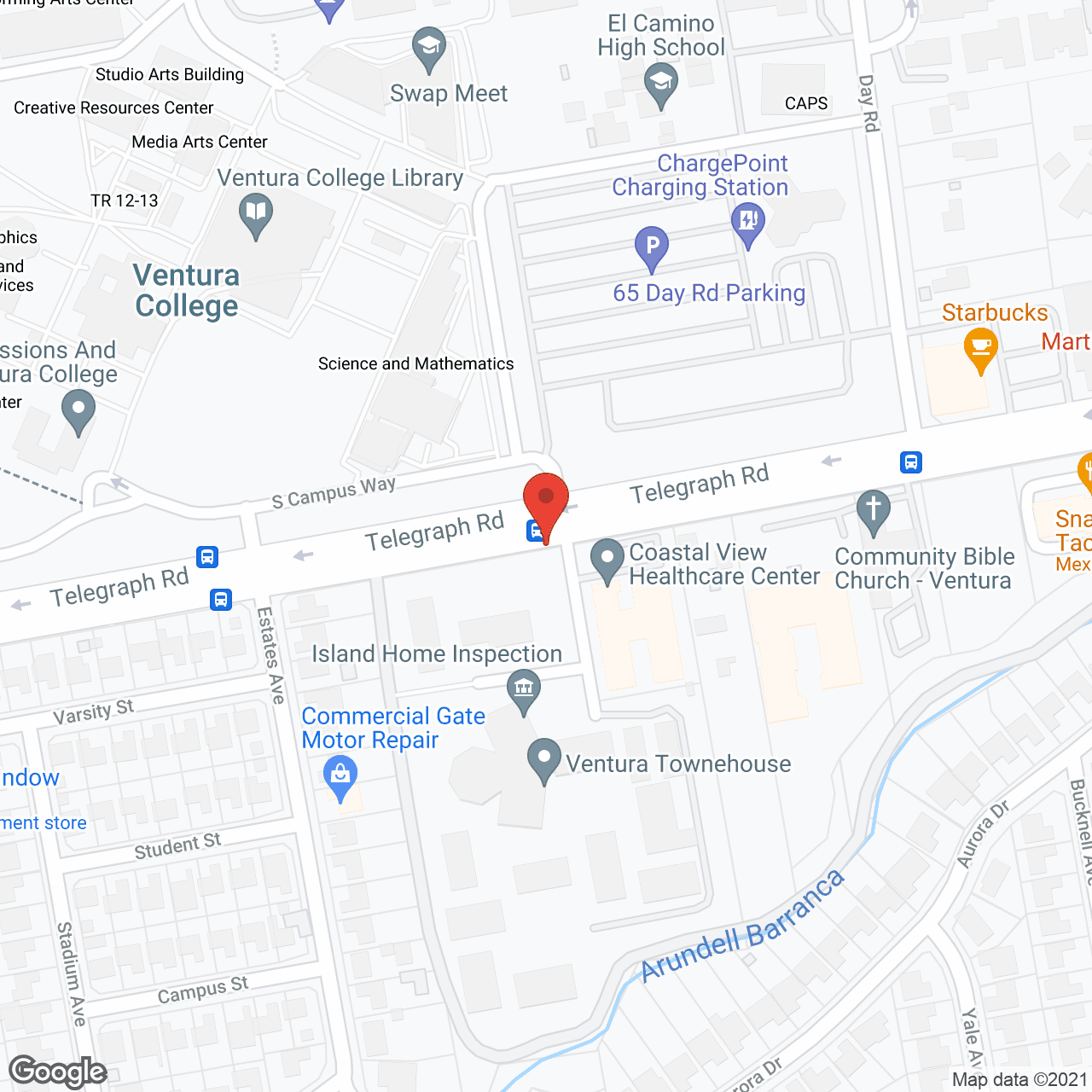 Map of the neighborhood around Ventura Townehouse