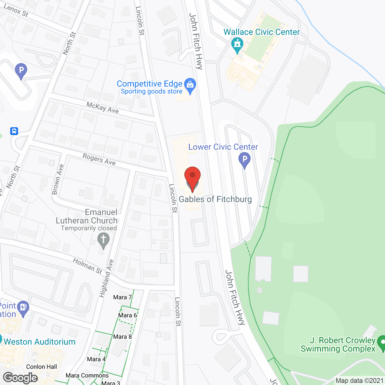 Map of the neighborhood around The Gables of Fitchburg