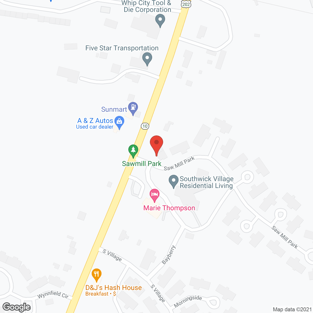 Map of the neighborhood around Southwick Village