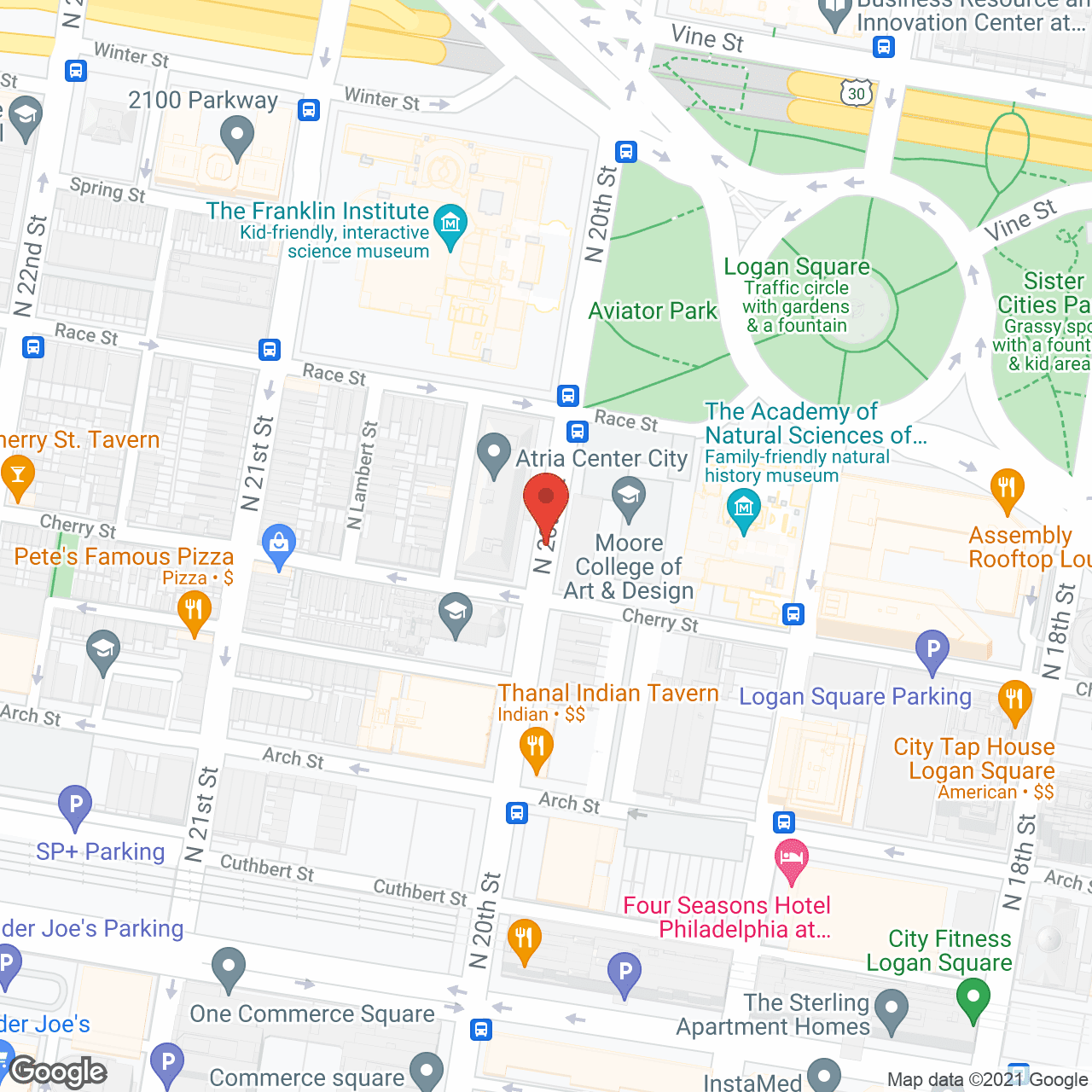 Map of the neighborhood around Atria Center City