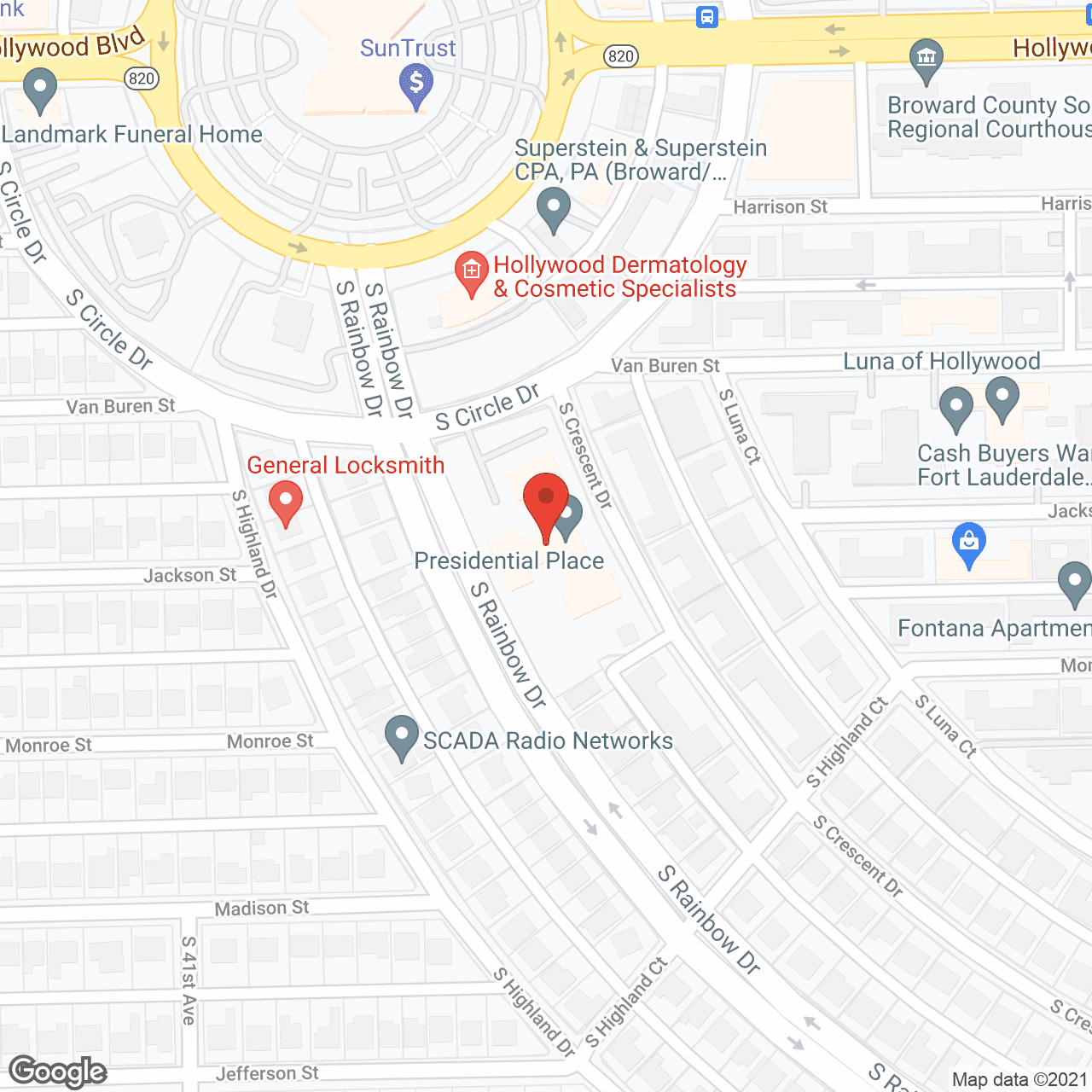 Map of the neighborhood around Presidential Place