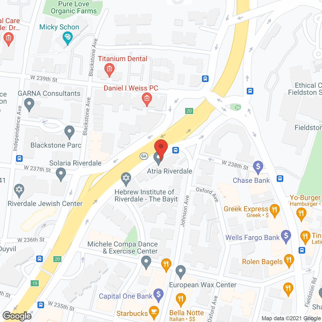 Map of the neighborhood around Atria Riverdale