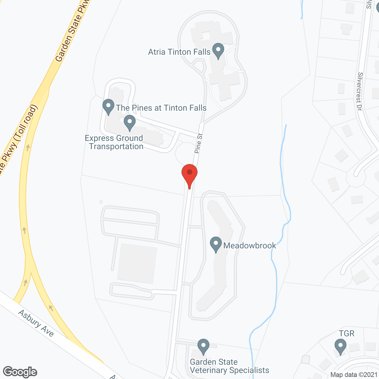 Map of the neighborhood around Atria Tinton Falls
