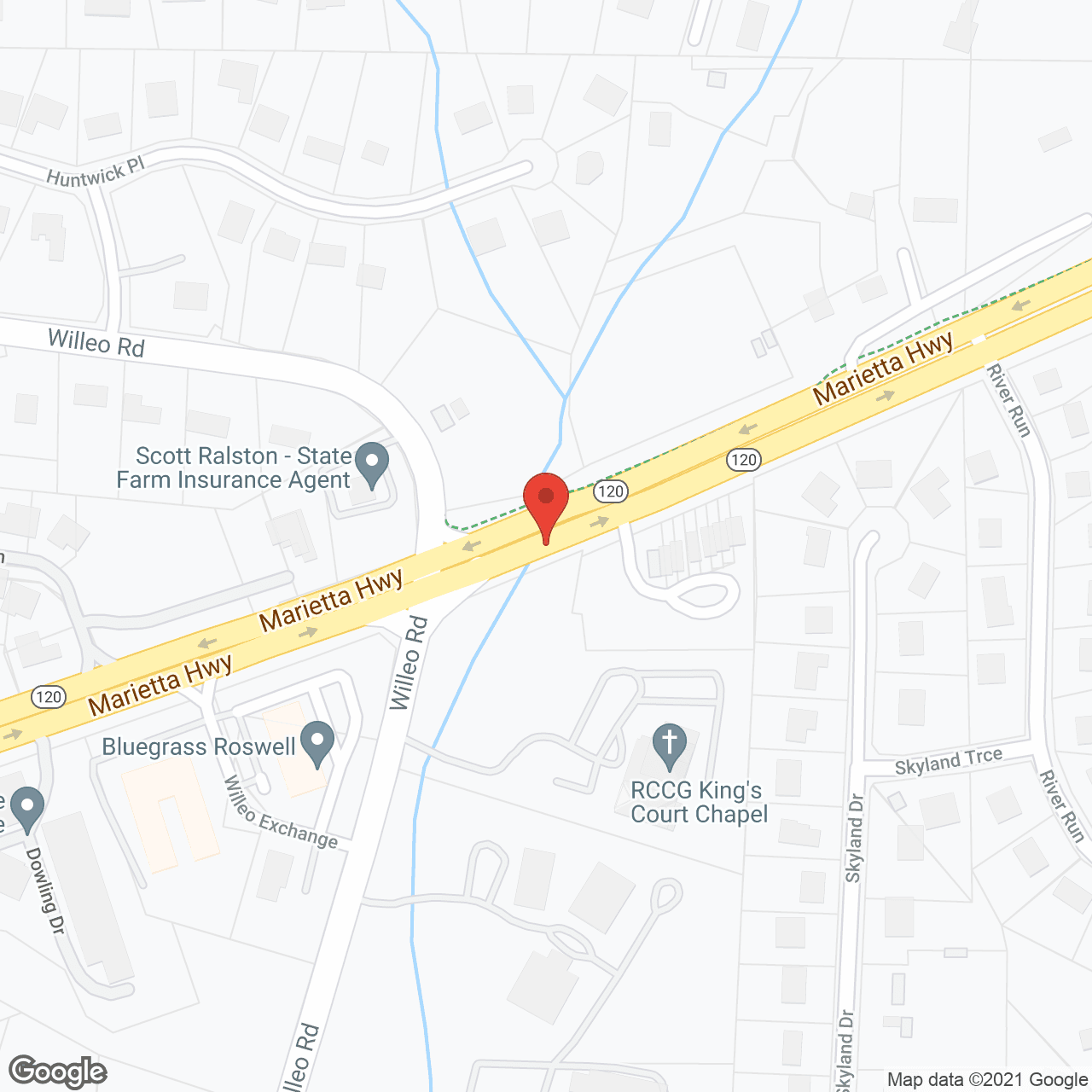 Map of the neighborhood around TerraBella Roswell