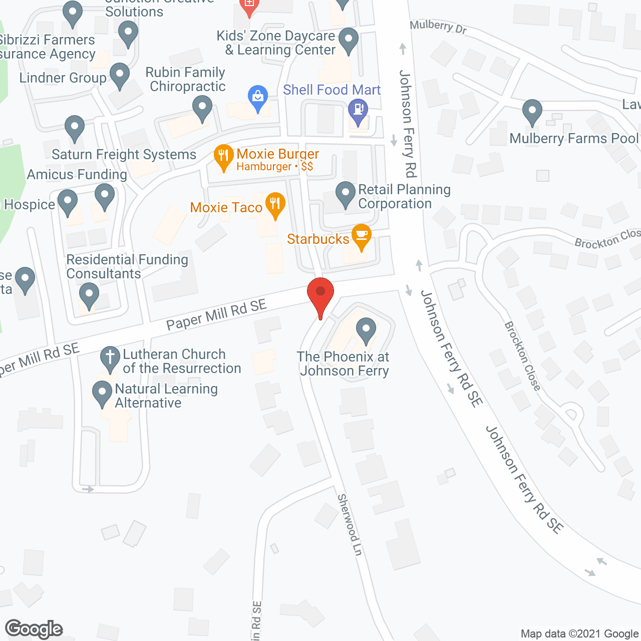 Map of the neighborhood around The Phoenix at Johnson Ferry