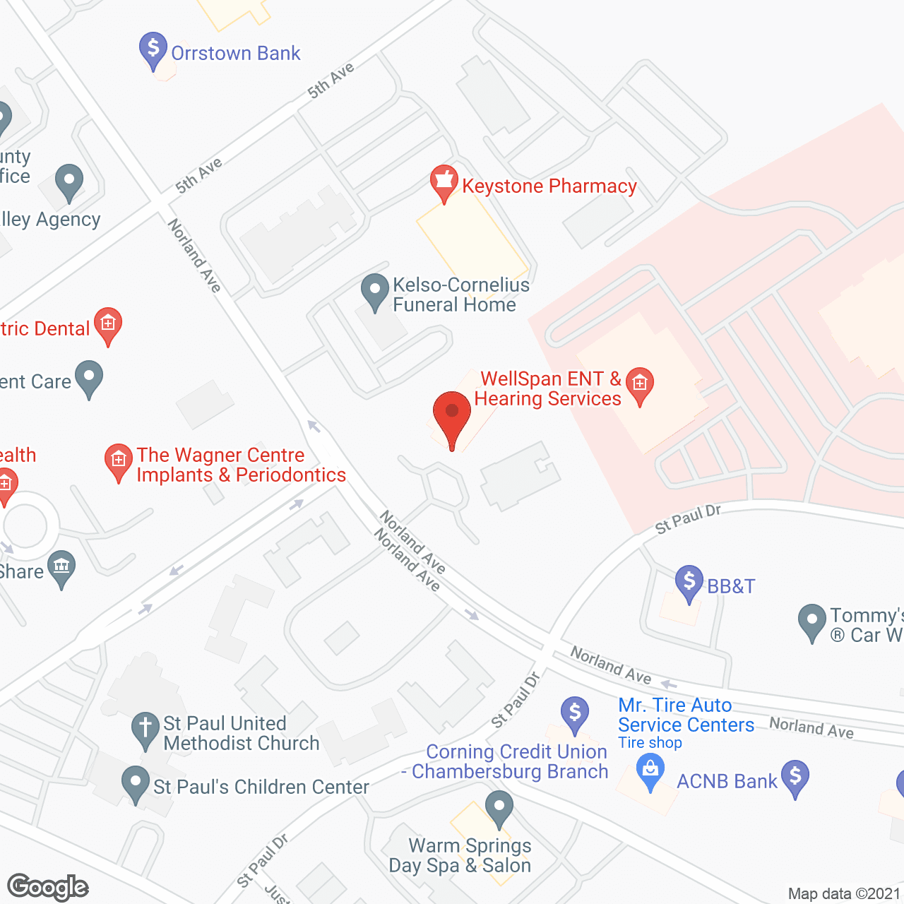 Map of the neighborhood around Magnolias of Chambersburg