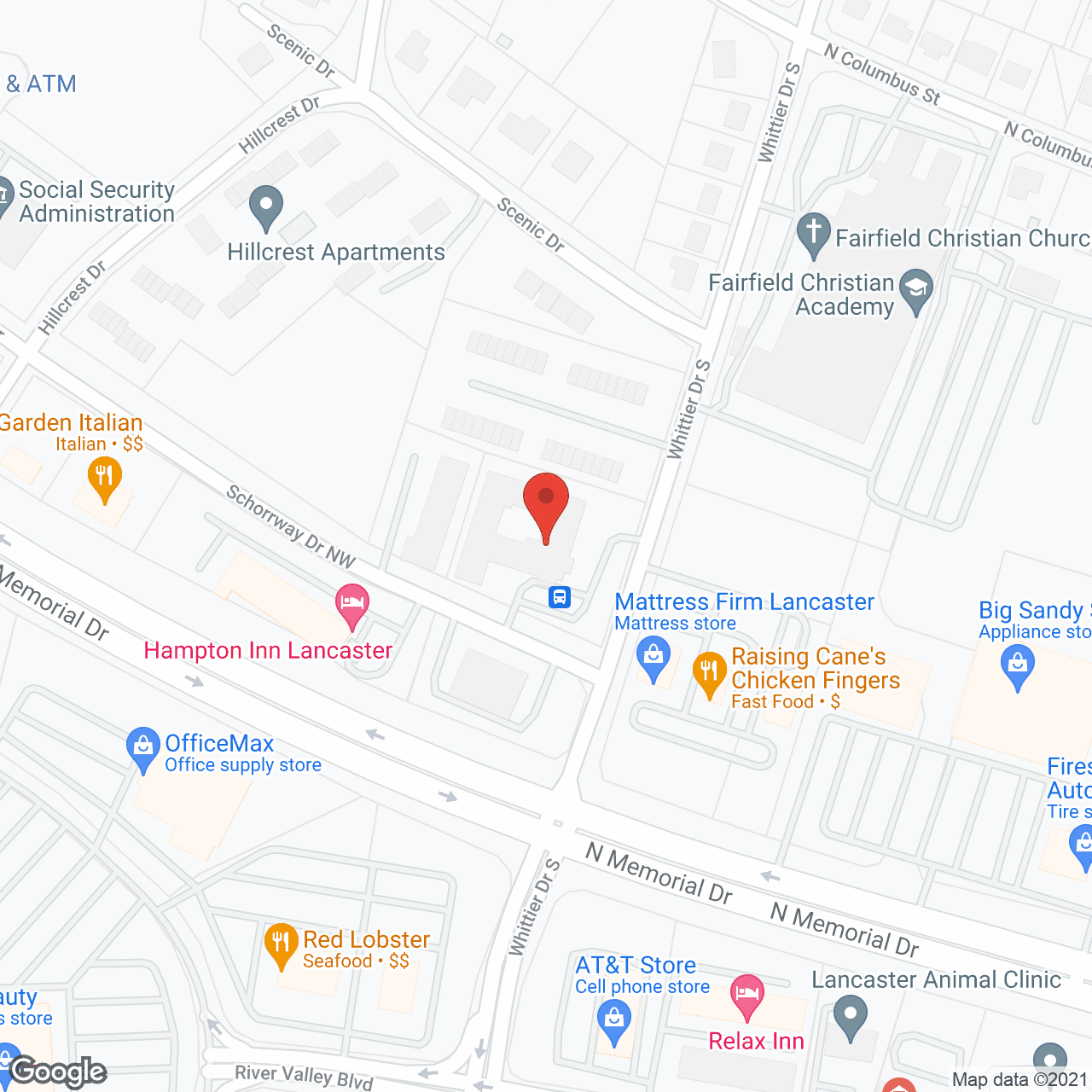 Map of the neighborhood around The Ridge at Lancaster