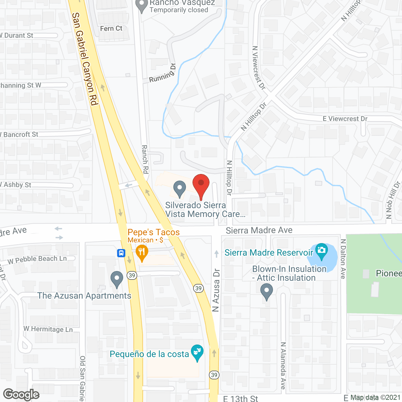 Map of the neighborhood around Silverado Sierra Vista