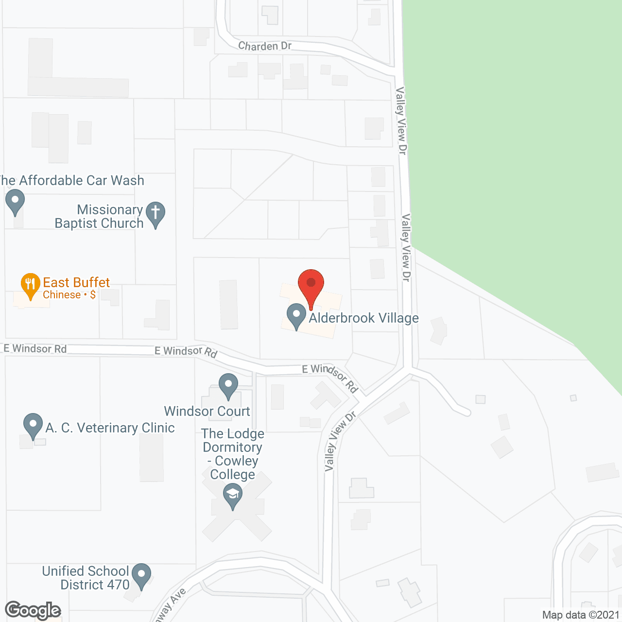 Map of the neighborhood around Alderbrook Village