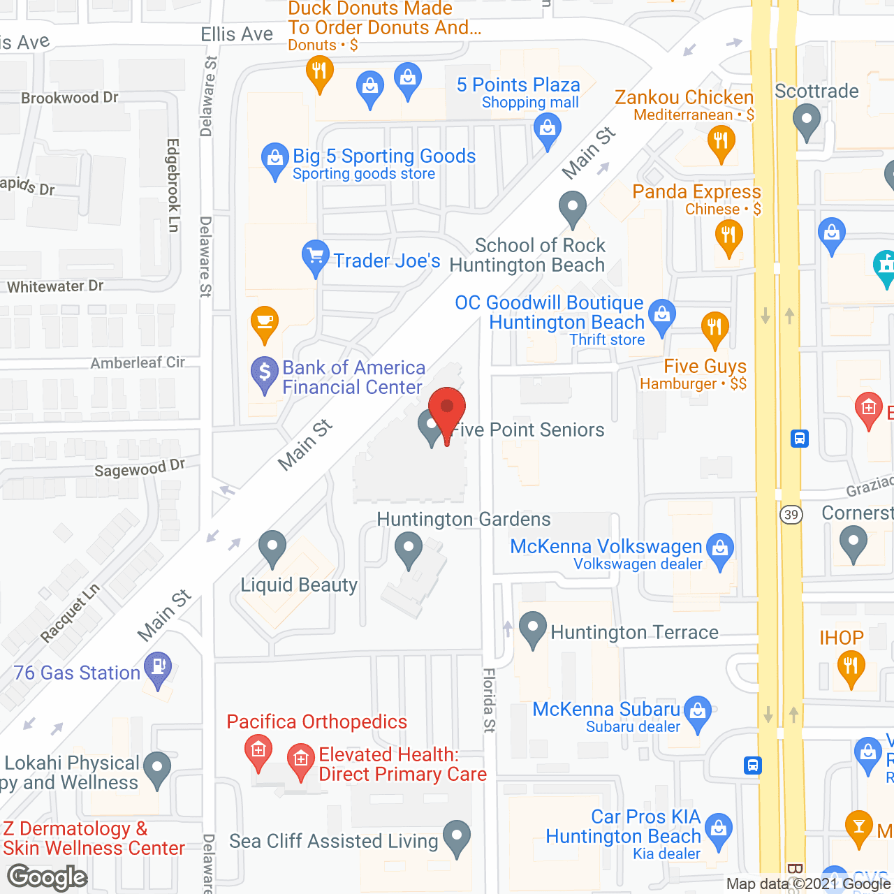 Map of the neighborhood around Five Points Senior Apartments