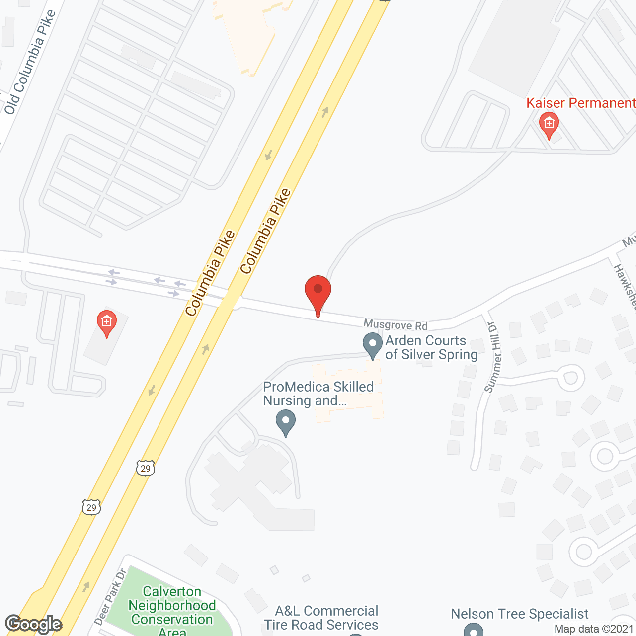 Map of the neighborhood around Arden Courts A ProMedica Memory Care Community in Silver Spring