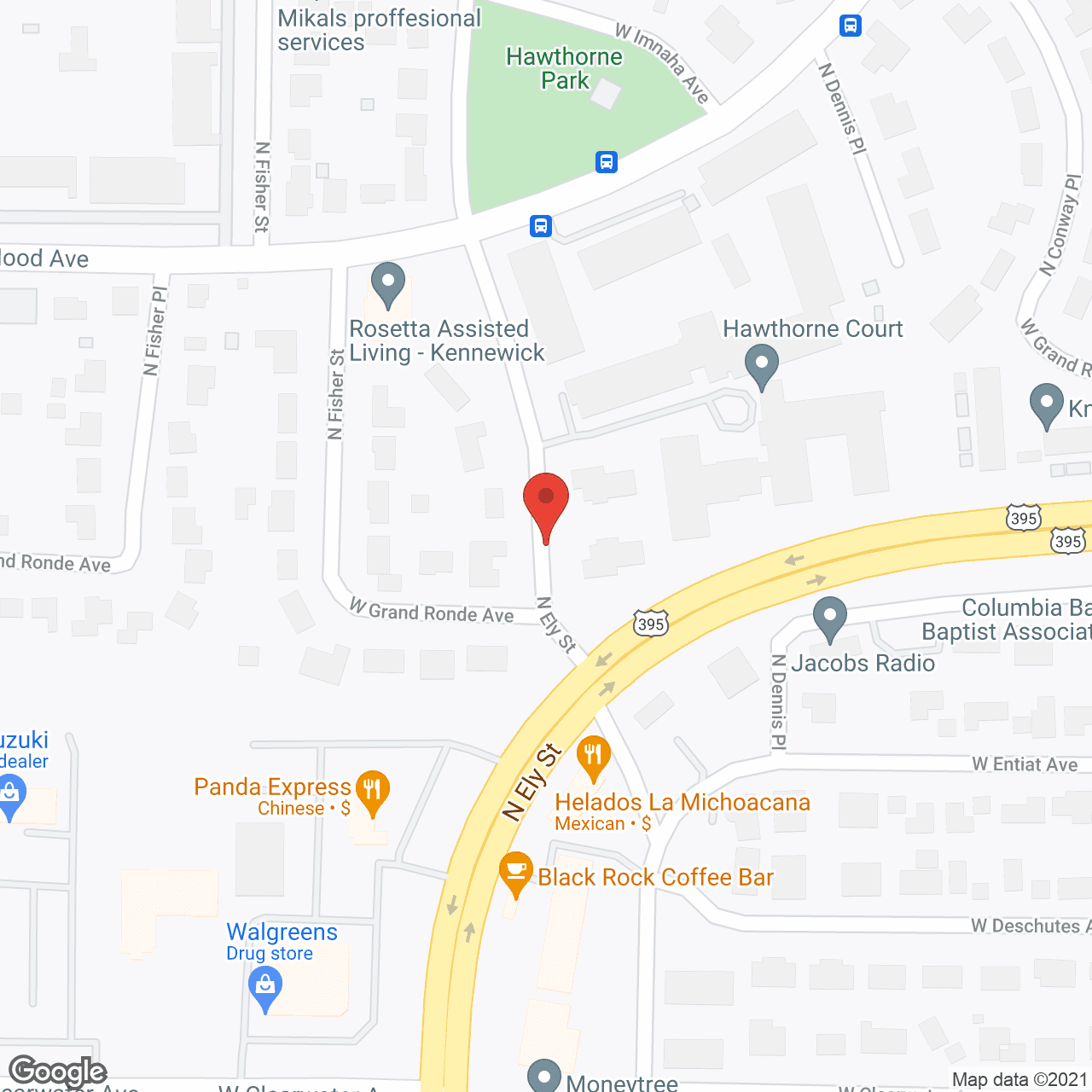 Map of the neighborhood around Hawthorne Court