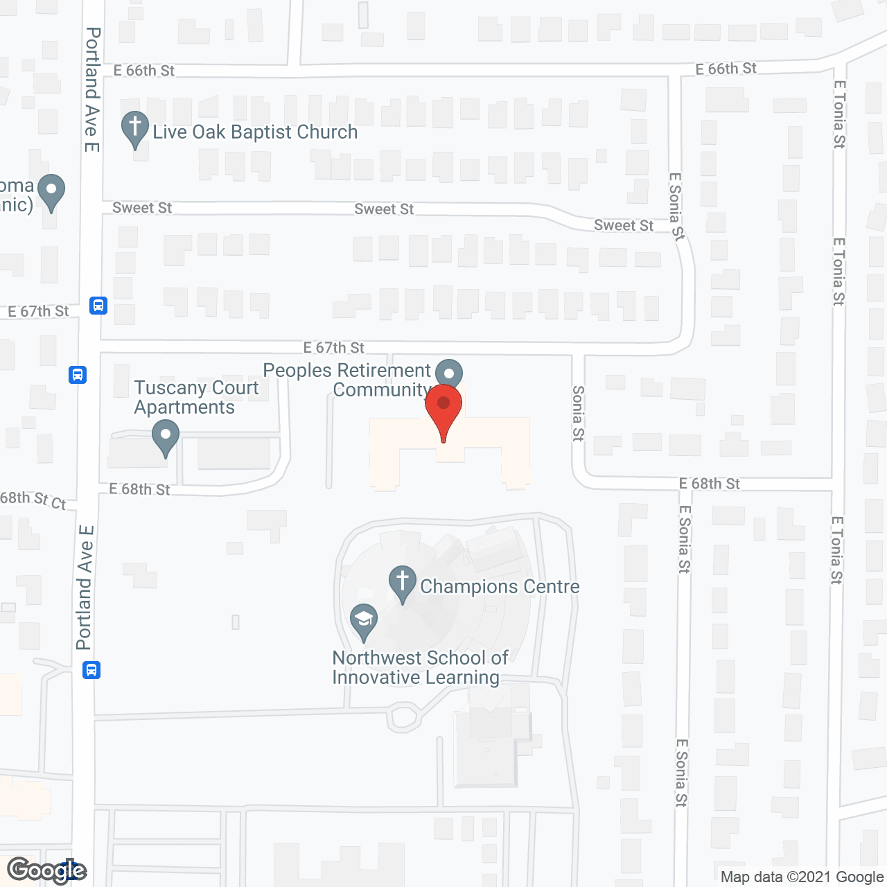 Map of the neighborhood around Peoples Retirement Community