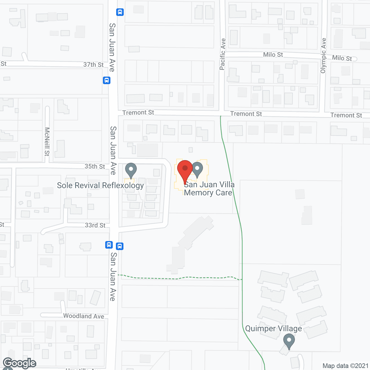 Map of the neighborhood around San Juan Villa