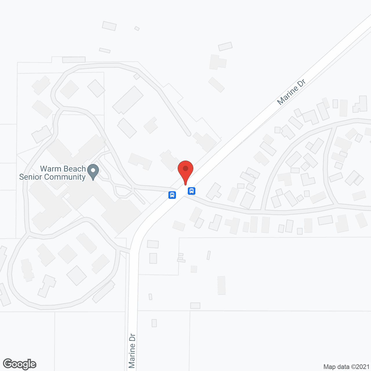 Map of the neighborhood around Warm Beach Senior Community