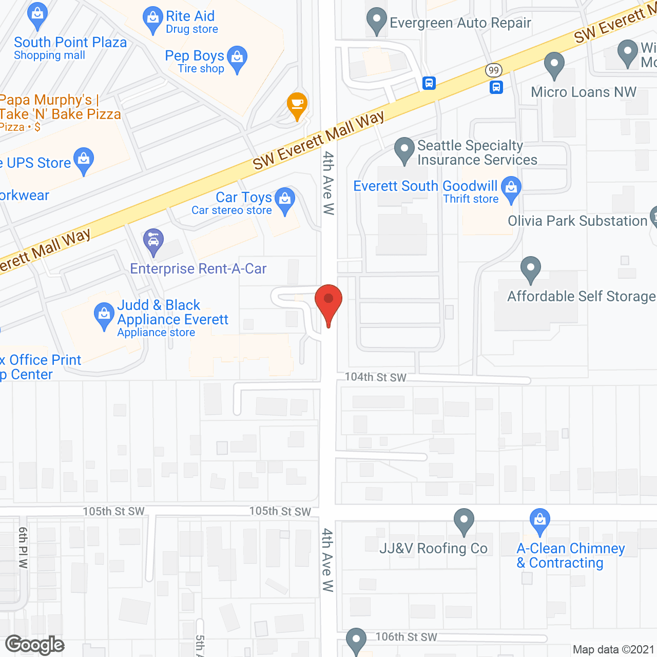 Map of the neighborhood around South Pointe Assisted Living