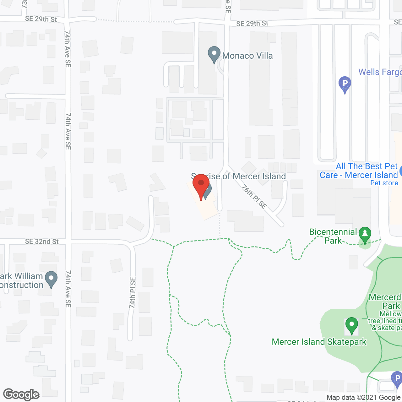Map of the neighborhood around Sunrise of Mercer Island