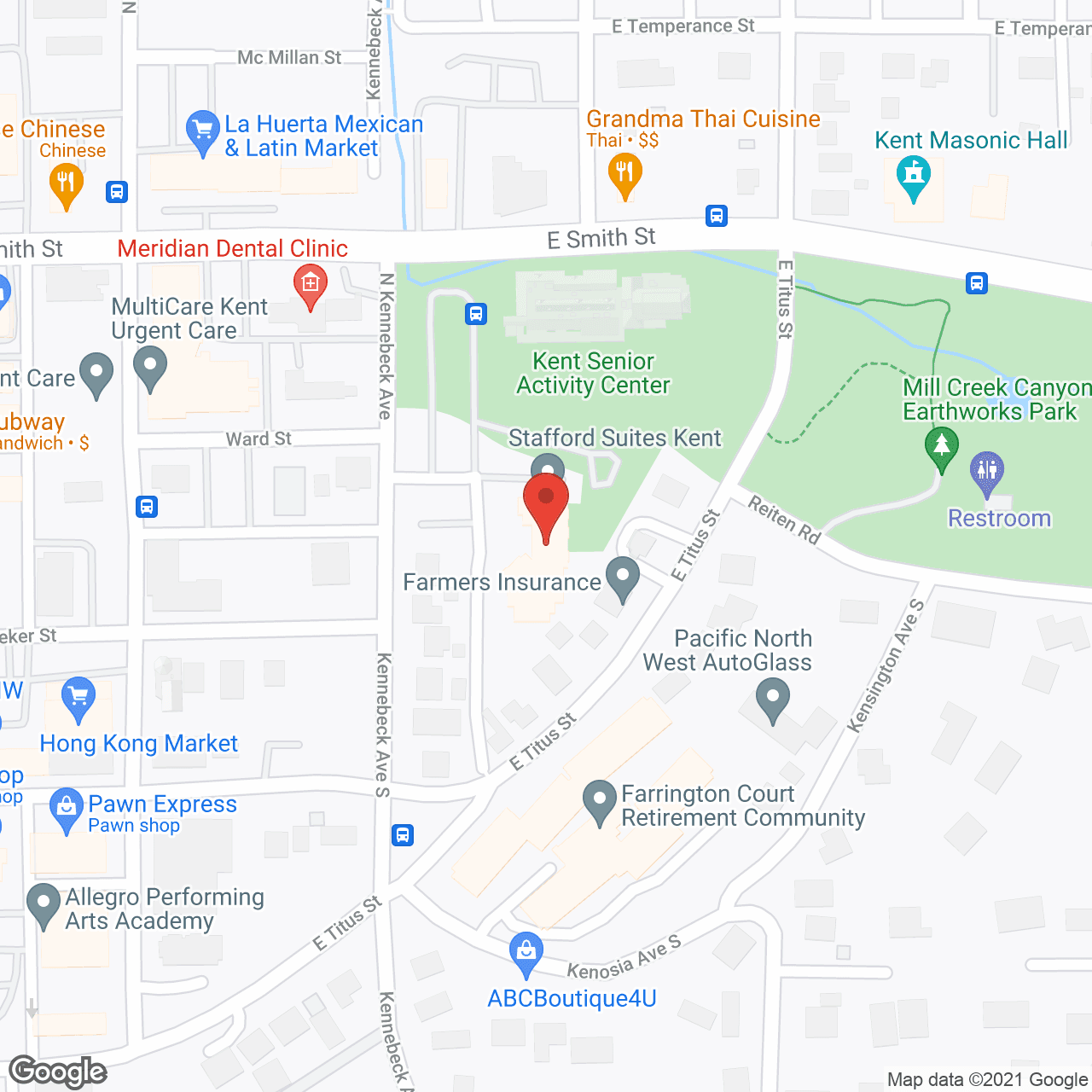 Map of the neighborhood around Stafford Suites Kent