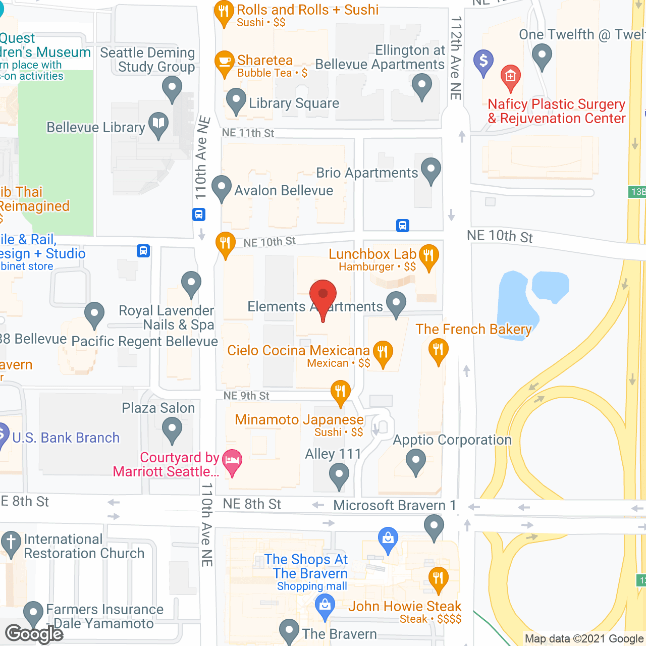 Map of the neighborhood around The Gardens at Town Square
