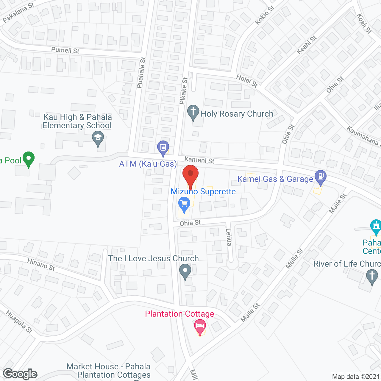 Map of the neighborhood around Kau Hospital