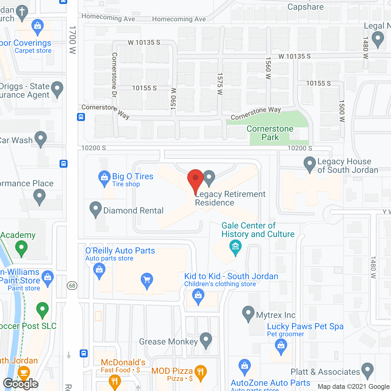 Map of the neighborhood around Legacy Retirement Residence