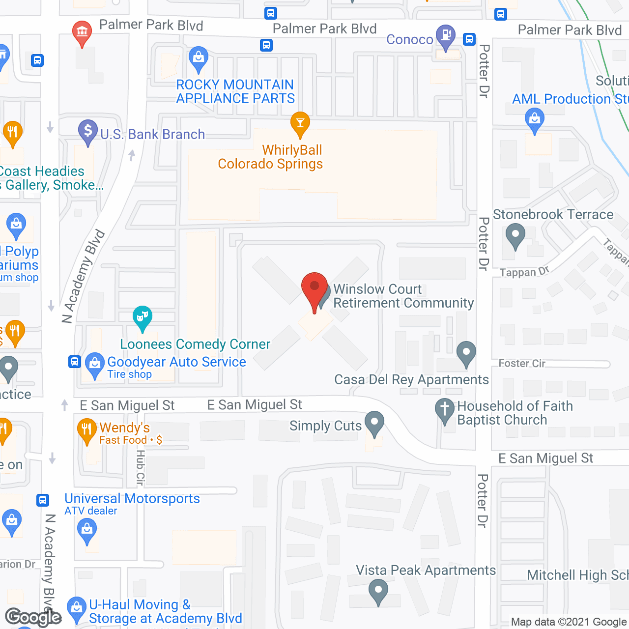 Map of the neighborhood around Winslow Court