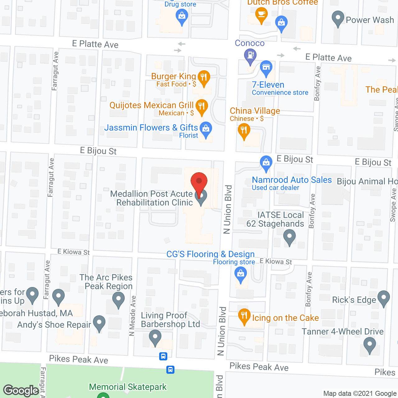 Map of the neighborhood around Medallion Retirement Community