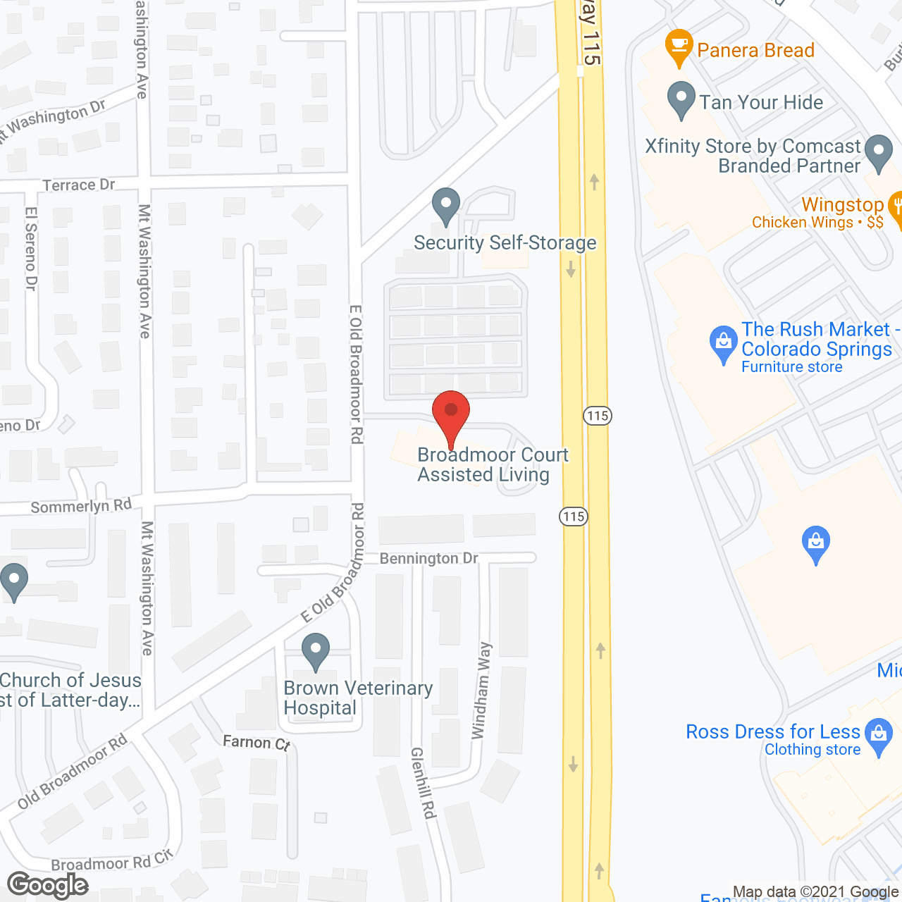 Map of the neighborhood around Broadmoor Court
