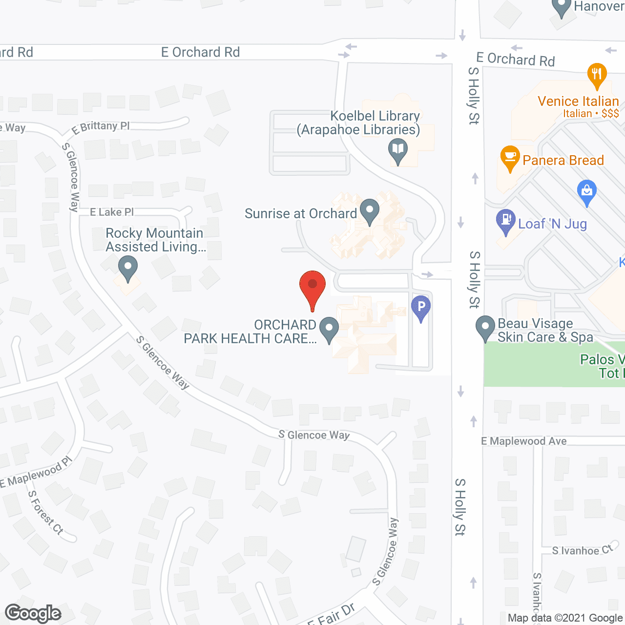 Map of the neighborhood around Mariner Health-Greenwood Village