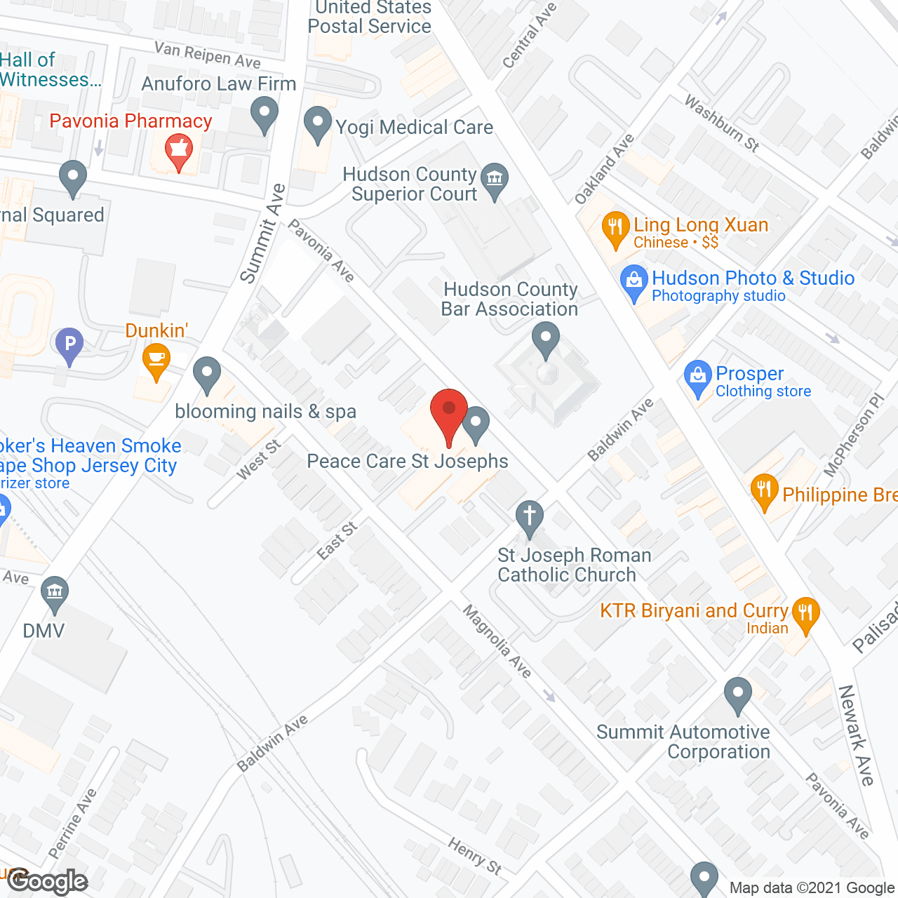 Map of the neighborhood around Cusak Care Center at St Joseph's Home For the Blind