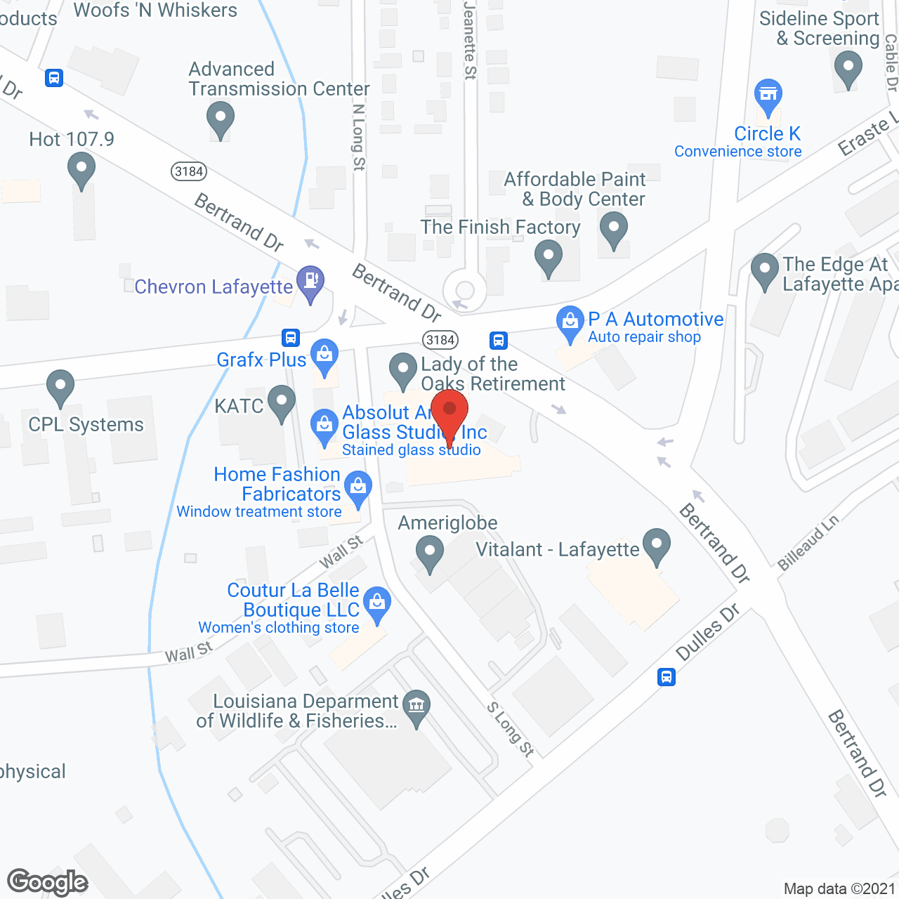 Map of the neighborhood around Lady of the Oaks Nursing Home