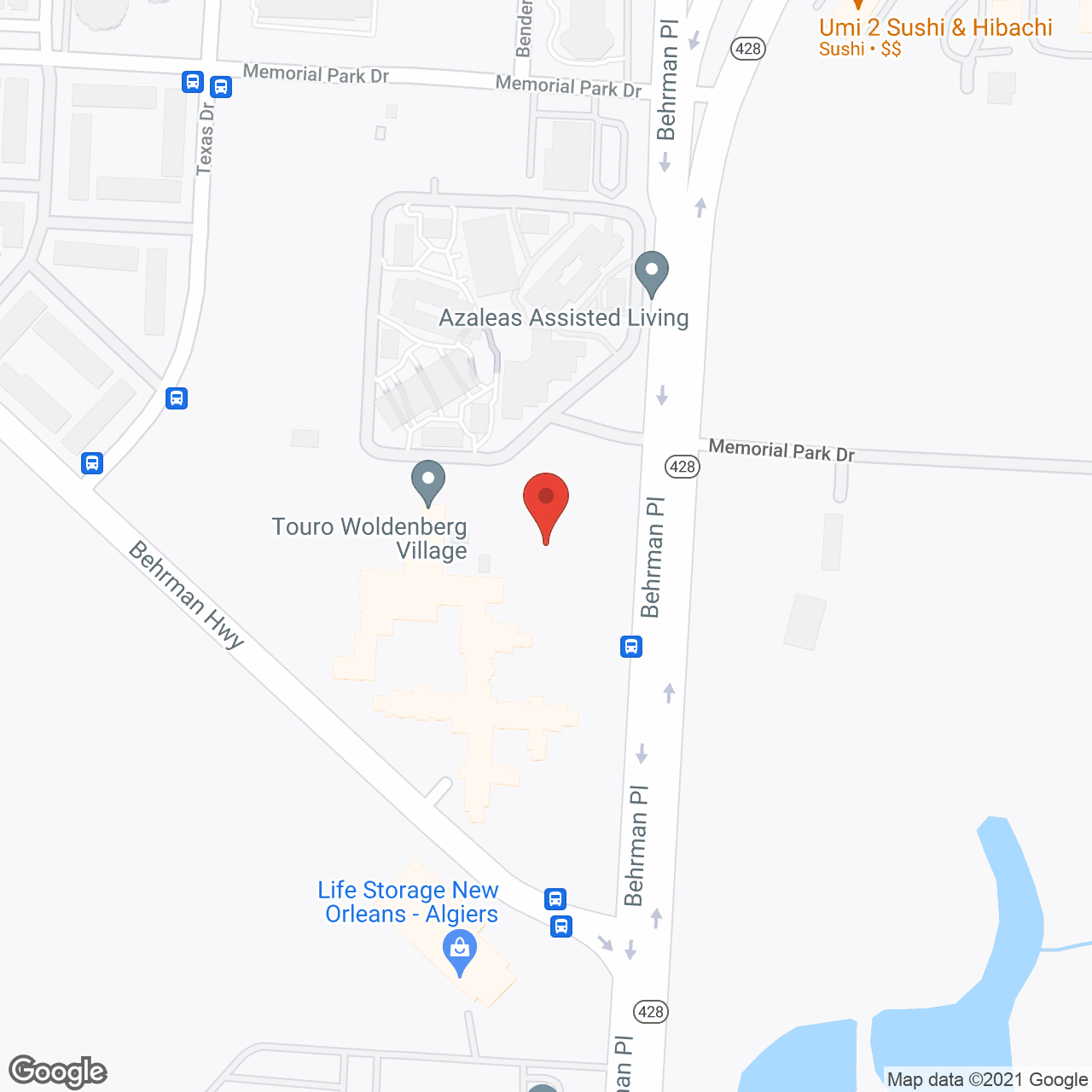 Map of the neighborhood around The Azaleas Assisted Living At Woldenberg Village - Level 3